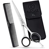 Tijeras peluqueria profesional FABCARE con peine y estuche - Tijeras para cortar el cabello con hojas microdentadas…